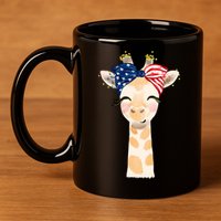 4th Of July Usa Giraffe Cute 11oz C Handle Ceramic Mug