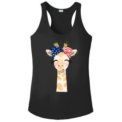 4th Of July Usa Giraffe Cute Ladies PosiCharge Competitor Racerback Tank