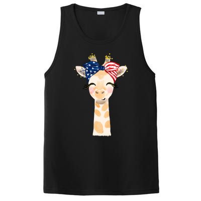 4th Of July Usa Giraffe Cute PosiCharge Competitor Tank