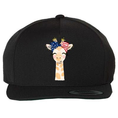 4th Of July Usa Giraffe Cute Wool Snapback Cap