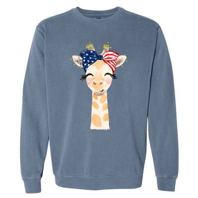 4th Of July Usa Giraffe Cute Garment-Dyed Sweatshirt