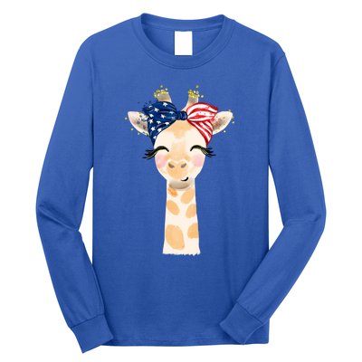 4th Of July Usa Giraffe Cute Long Sleeve Shirt