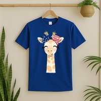 4th Of July Usa Giraffe Cute T-Shirt