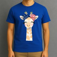 4th Of July Usa Giraffe Cute T-Shirt