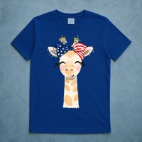 4th Of July Usa Giraffe Cute T-Shirt