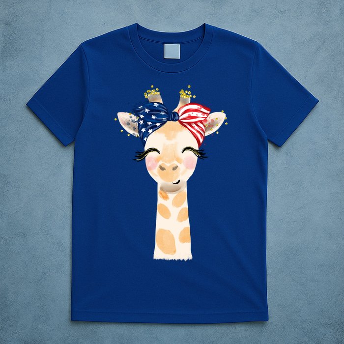 4th Of July Usa Giraffe Cute T-Shirt