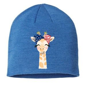 4th Of July Usa Giraffe Cute Sustainable Beanie