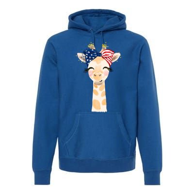 4th Of July Usa Giraffe Cute Premium Hoodie