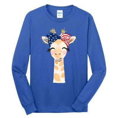 4th Of July Usa Giraffe Cute Tall Long Sleeve T-Shirt