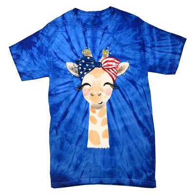 4th Of July Usa Giraffe Cute Tie-Dye T-Shirt