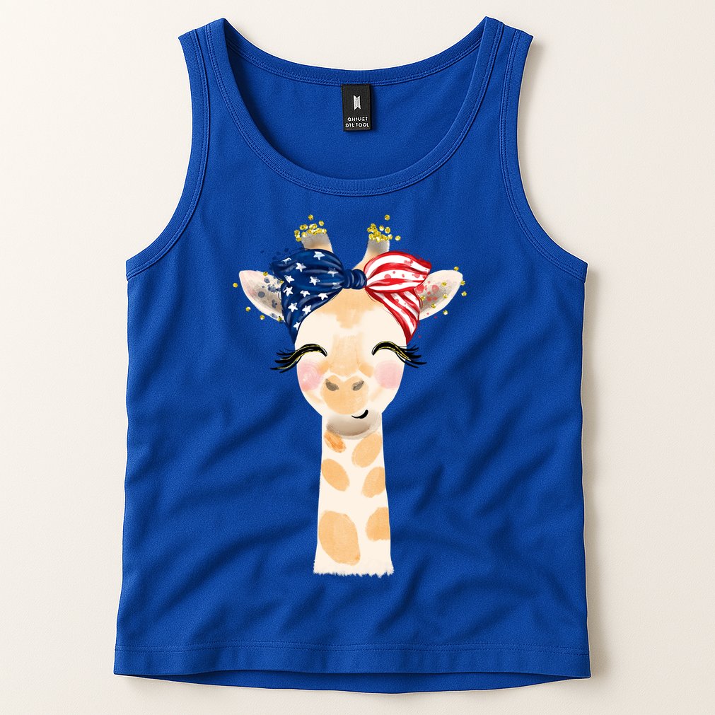4th Of July Usa Giraffe Cute Tank Top