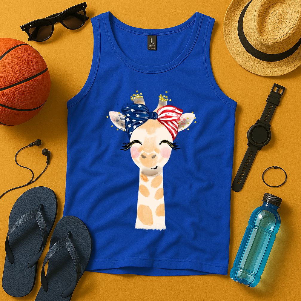 4th Of July Usa Giraffe Cute Tank Top