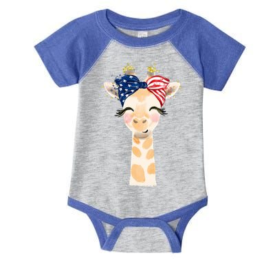 4th Of July Usa Giraffe Cute Infant Baby Jersey Bodysuit