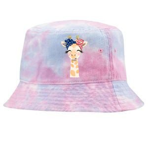 4th Of July Usa Giraffe Cute Tie-Dyed Bucket Hat