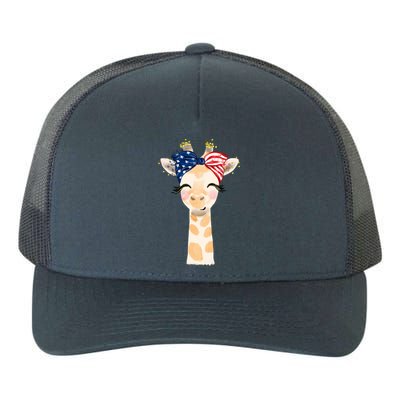 4th Of July Usa Giraffe Cute Yupoong Adult 5-Panel Trucker Hat