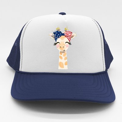 4th Of July Usa Giraffe Cute Trucker Hat