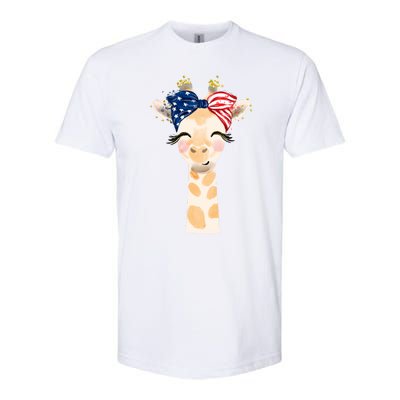 4th Of July Usa Giraffe Cute Softstyle CVC T-Shirt