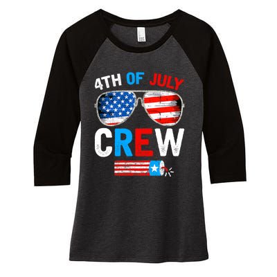 4th Of July Crew Matching Family Outfits Women's Tri-Blend 3/4-Sleeve Raglan Shirt