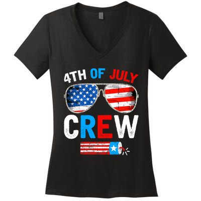 4th Of July Crew Matching Family Outfits Women's V-Neck T-Shirt