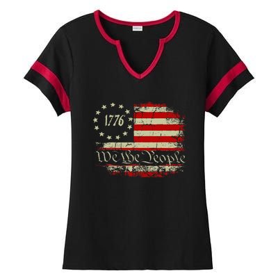 4th Of July Shirts We The People 1776 Usa Flag Ladies Halftime Notch Neck Tee