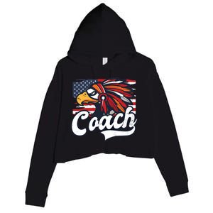 4th Of July Native Eagle Design American Flag Coach Meaningful Gift Crop Fleece Hoodie