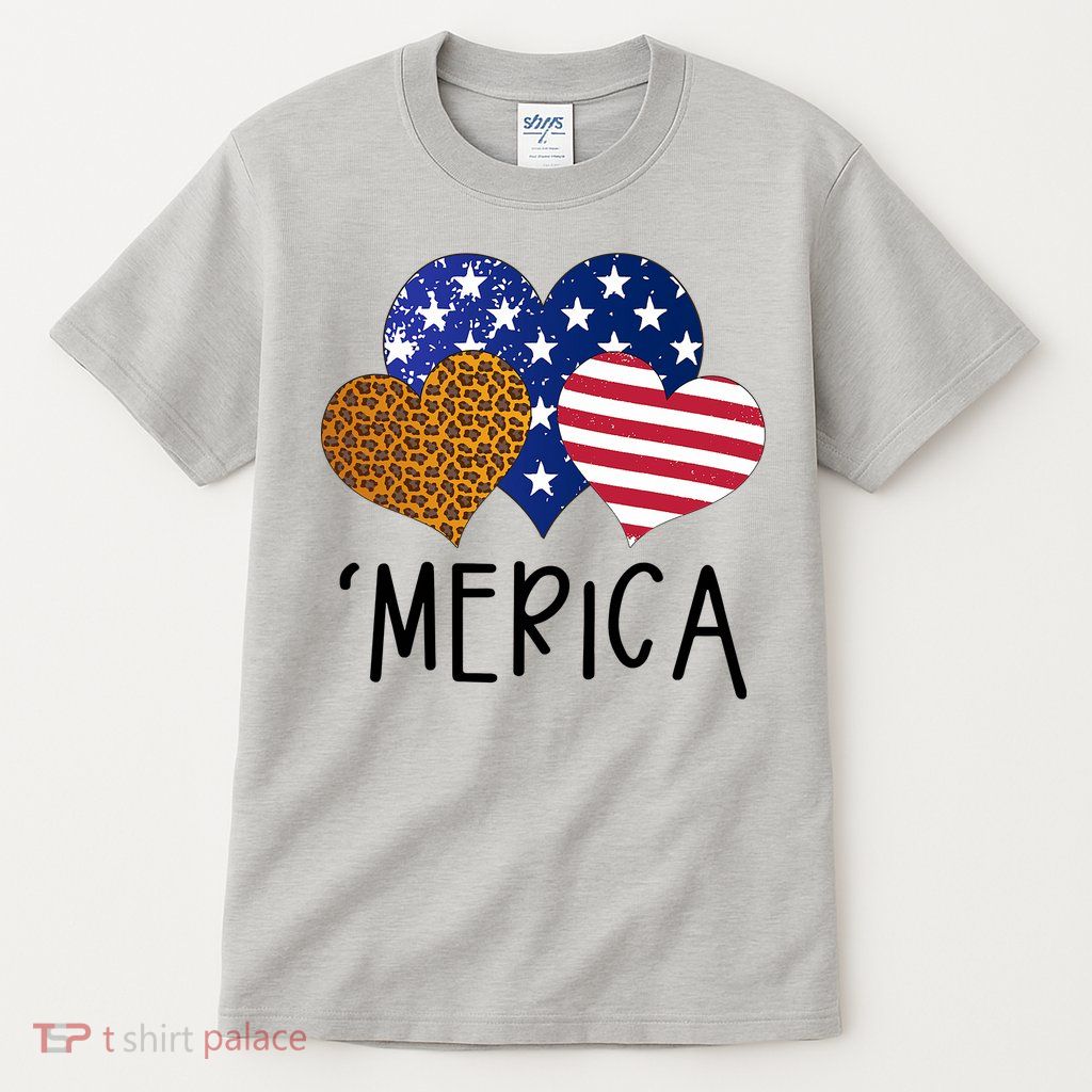 4th Of July Merica Heart USA American Flag Patriotic Tall T-Shirt