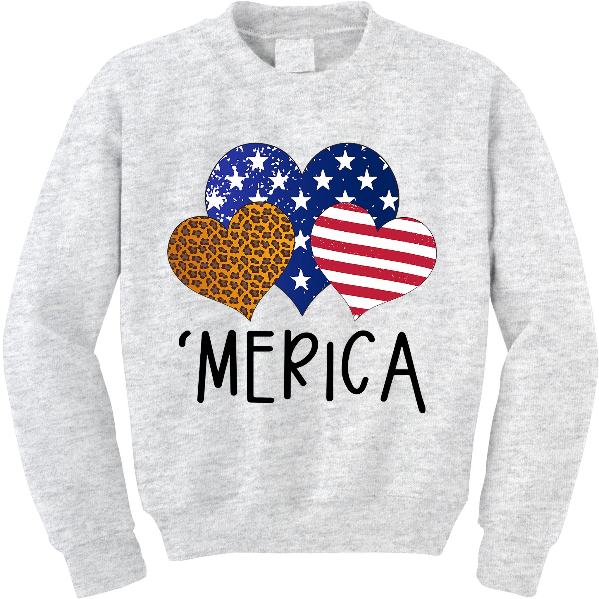 4th Of July Merica Heart USA American Flag Patriotic Kids Sweatshirt