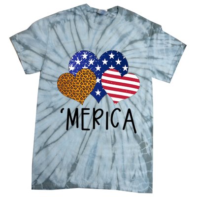 4th Of July Merica Heart USA American Flag Patriotic Tie-Dye T-Shirt