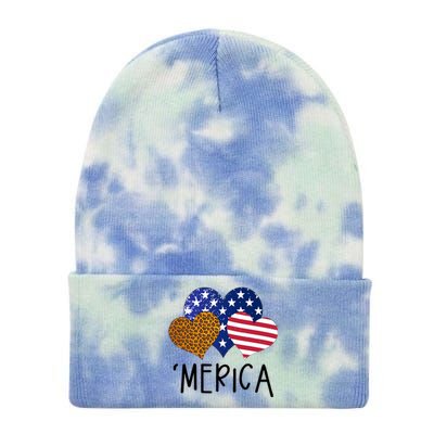 4th Of July Merica Heart USA American Flag Patriotic Tie Dye 12in Knit Beanie