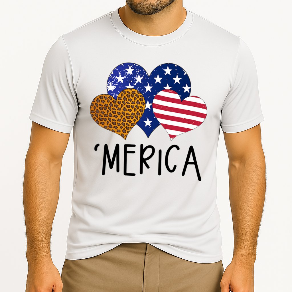 4th Of July Merica Heart USA American Flag Patriotic Cooling Performance Crew T-Shirt
