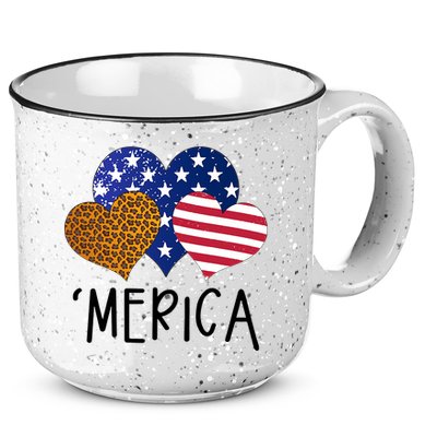4th Of July Merica Heart USA American Flag Patriotic 15oz Campfire Ceramic Mug
