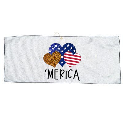 4th Of July Merica Heart USA American Flag Patriotic Large Microfiber Waffle Golf Towel