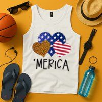 4th Of July Merica Heart USA American Flag Patriotic Tank Top