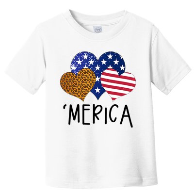 4th Of July Merica Heart USA American Flag Patriotic Toddler T-Shirt
