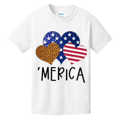 4th Of July Merica Heart USA American Flag Patriotic Kids T-Shirt