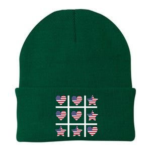 4th Of July Funny Tic Tac Heart American Flag Knit Cap Winter Beanie