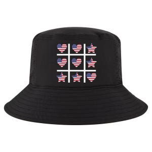 4th Of July Funny Tic Tac Heart American Flag Cool Comfort Performance Bucket Hat