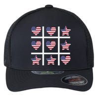 4th Of July Funny Tic Tac Heart American Flag Flexfit Unipanel Trucker Cap