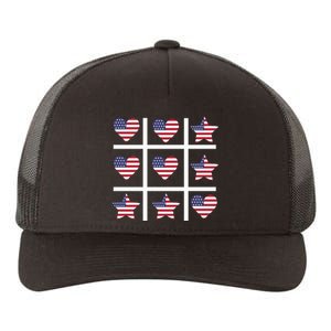 4th Of July Funny Tic Tac Heart American Flag Yupoong Adult 5-Panel Trucker Hat