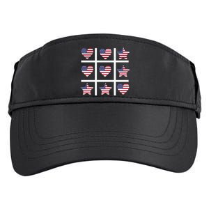 4th Of July Funny Tic Tac Heart American Flag Adult Drive Performance Visor