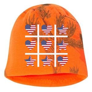 4th Of July Funny Tic Tac Heart American Flag Kati - Camo Knit Beanie