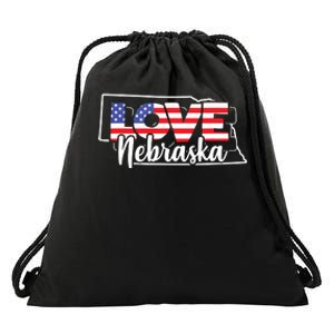 4th Of July Nebraska Us American Flag July Fourth Drawstring Bag