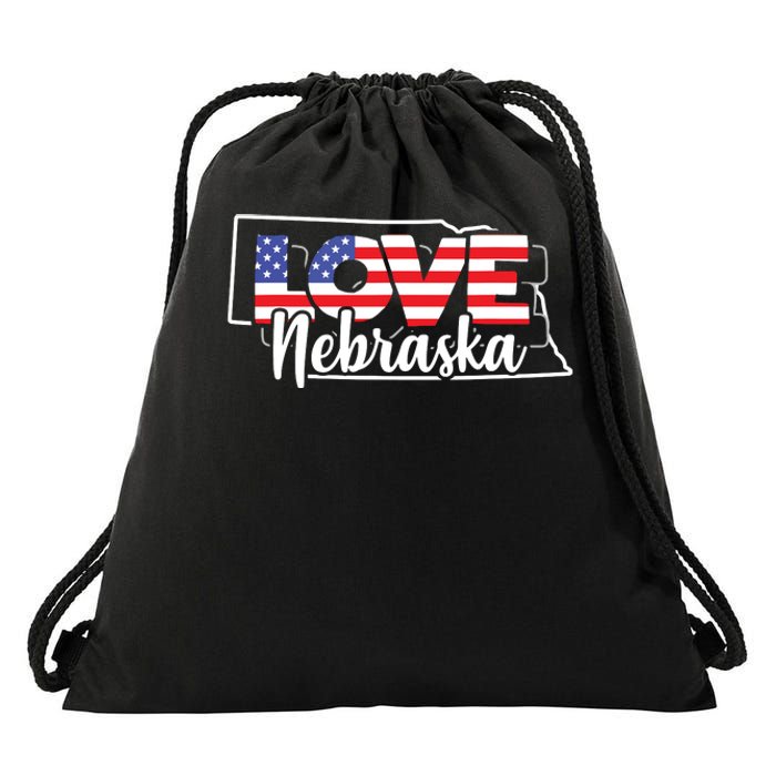 4th Of July Nebraska Us American Flag July Fourth Drawstring Bag