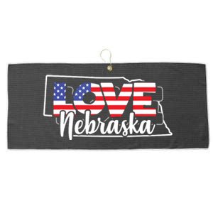 4th Of July Nebraska Us American Flag July Fourth Large Microfiber Waffle Golf Towel