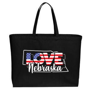 4th Of July Nebraska Us American Flag July Fourth Cotton Canvas Jumbo Tote