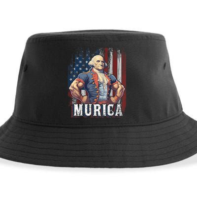4th Of July Patriotic Funny George Washington July 4th Sustainable Bucket Hat