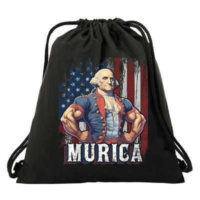 4th Of July Patriotic Funny George Washington July 4th Drawstring Bag