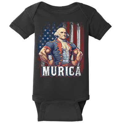 4th Of July Patriotic Funny George Washington July 4th Baby Bodysuit