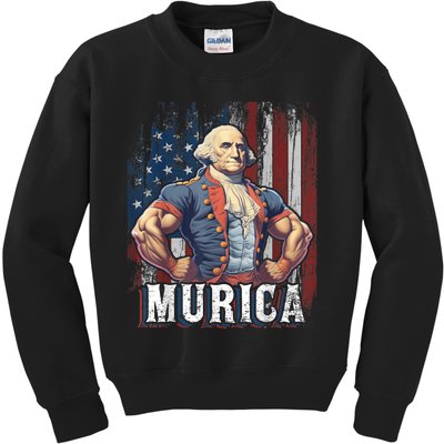 4th Of July Patriotic Funny George Washington July 4th Kids Sweatshirt