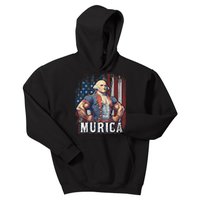 4th Of July Patriotic Funny George Washington July 4th Kids Hoodie